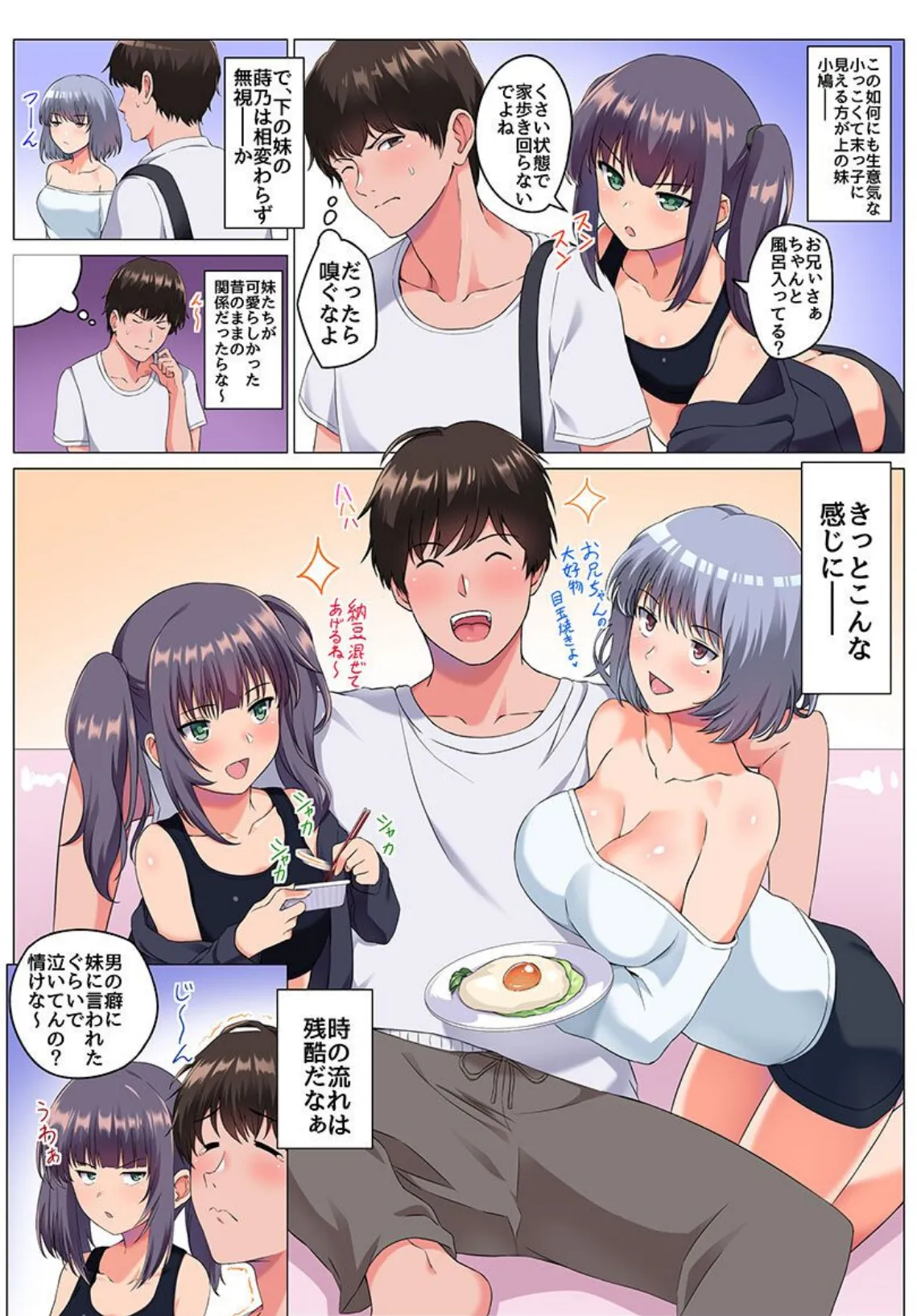 妹2人とセックスしても許される法ができたので、筆おろししてもらってイチャラブハーレム! 3ページ