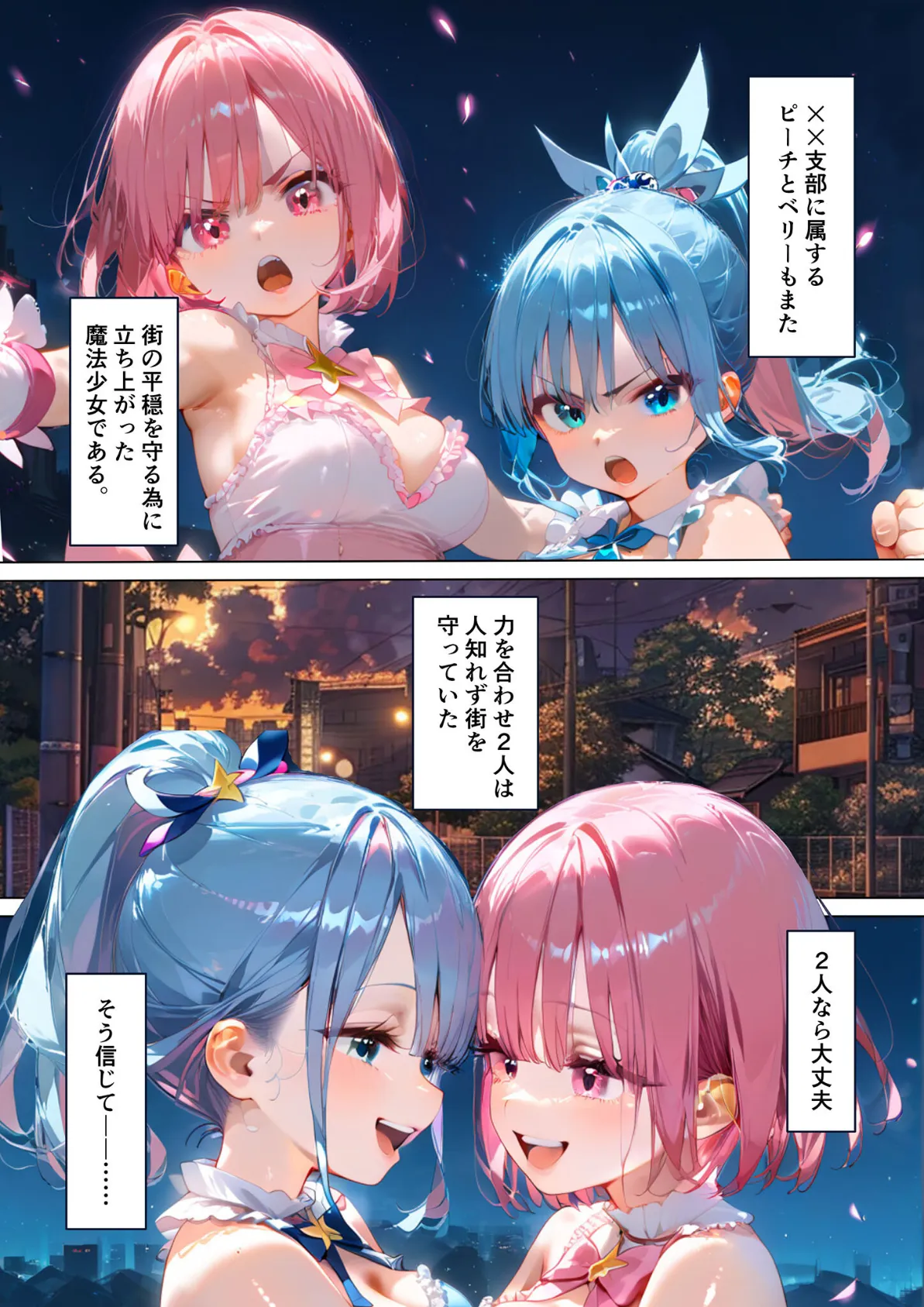 魔法×女は触手に絶対勝てない 〜ベリー＆ピーチ完全敗北〜 モザイク版 4ページ